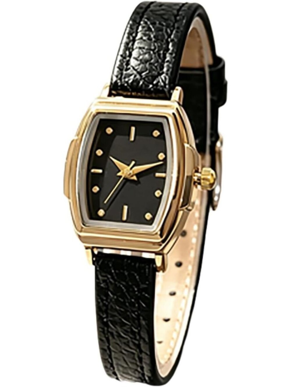 Women's Black Gold Vintage Retro Elegant Dress Rectangular Case Wrist Watch